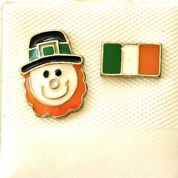 Leprechaun Hat Earrings Enamel Irish Flag St Patricks Day Celtic Shamrock Lucky - Picture 2 of 6
